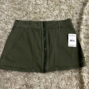Free People Army Green Mini Straight Pencil Skirt